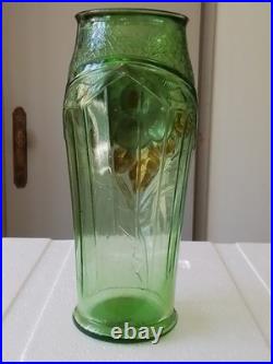 Paire de Vases art deco en verre couleur Verte hauteur 22 cm
