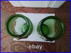 Paire de Vases art deco en verre couleur Verte hauteur 22 cm
