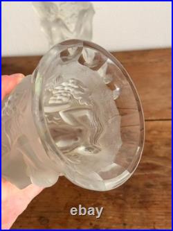 Paire de Vases verre moulé Nymphes Bacchantes Style Lalique Detel Art Deco