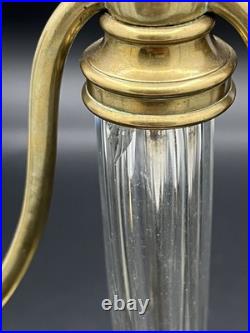 Paire de bougeoirs Art Déco à deux bras en laiton et verre facetté, 24 cm