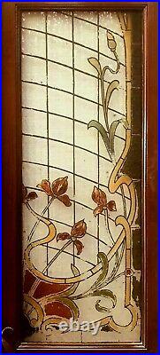 Paire de portes Art Déco en verre peint a l'imitation du vitrail XX siècle