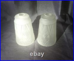 Paire de tulipes art déco en verre dépoli moulé pressé Degué Muller Schneider