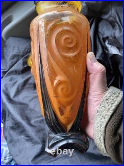 Paire de vases Art Deco En Verre moulé Pressé