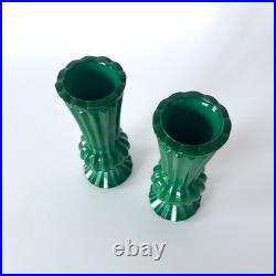 Paire de vases Art Déco en verre malachite attribué à Curt Schlevogt 1930s