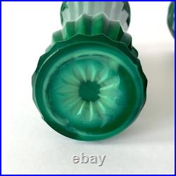 Paire de vases Art Déco en verre malachite attribué à Curt Schlevogt 1930s