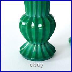 Paire de vases Art Déco en verre malachite attribué à Curt Schlevogt 1930s