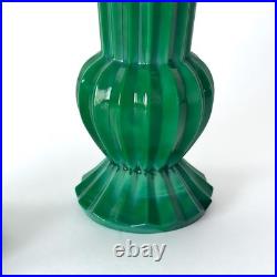 Paire de vases Art Déco en verre malachite attribué à Curt Schlevogt 1930s