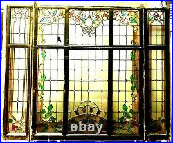 Panneau en vitrail composé de quatre éléments Art Déco vers 1900