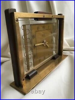Pendule Art Deco bronze verre bois Marti Clock glass wood