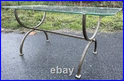 Pied de Table Basse Design Bronze Vintage 1950 Art Deco Verre à Changer