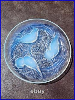 Pierre D Avesn Coupe Signé Art Deco Aux Oiseaux Verre Opalescent 1930 D30 Cm
