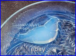 Pierre D Avesn Coupe Signé Art Deco Aux Oiseaux Verre Opalescent 1930 D30 Cm