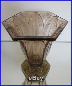 Pierre D'Avesn FranceRare vase jet d'eau monture bronze vers 1925 Art Déco