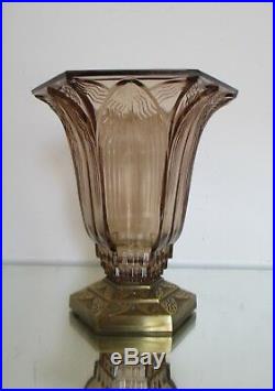 Pierre D'Avesn FranceRare vase jet d'eau monture bronze vers 1925 Art Déco