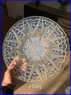 Pierre D'avesn superbe coupe verre opalescent Art Deco hirondelles