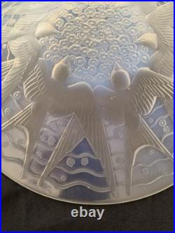 Pierre D'avesn superbe coupe verre opalescent Art Deco hirondelles