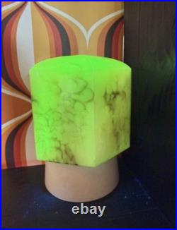 Plafonnier Art Déco Verre Uranium /ouraline-vintage Czech Style -Bakélite -E27