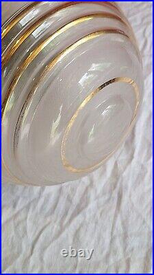 Plafonnier Lustre Art Deco Laiton Globe Verre Dorure Vintage