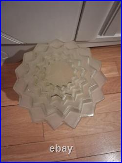 Plafonnier lampe art déco verre et inox skyscraper gratte ciel 1930 TBE 26 cm