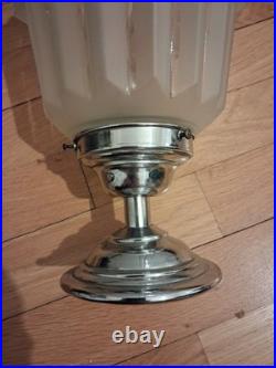 Plafonnier lampe art déco verre et inox skyscraper gratte ciel 1930 TBE 26 cm