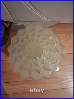 Plafonnier lampe art déco verre et inox skyscraper gratte ciel 1930 TBE 26 cm