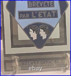 Plaque enseigne de coiffeur verre églomisé brevet officiel AACBE art déco