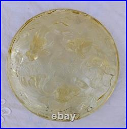 Plat en verre moulé à décor de poissons Art Déco 30 50 VERLYS France signé