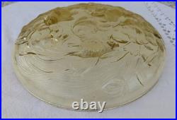 Plat en verre moulé à décor de poissons Art Déco 30 50 VERLYS France signé