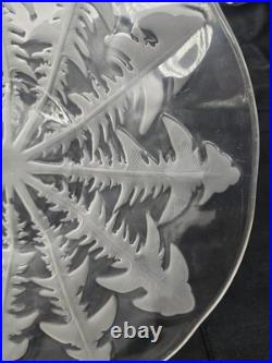 R. LALIQUE Plat en Verre ART DECO signé Modèle PISSENLITS 31cm