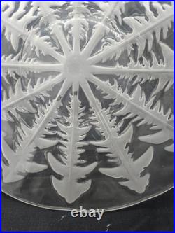 R. LALIQUE Plat en Verre ART DECO signé Modèle PISSENLITS 31cm