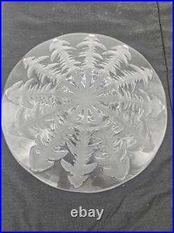 R. LALIQUE Plat en Verre ART DECO signé Modèle PISSENLITS 31cm