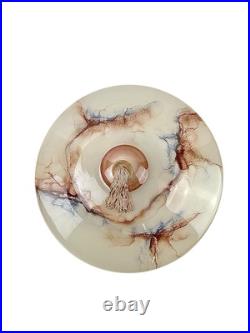 RARE Sublime Lampe Suspendue en Verre Art Déco Beige Effet Marbre 1930-40 s