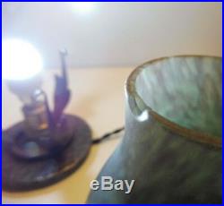 ROBJ Lampe veilleuse/Brule parfum, pate de verre et fer martelé SIGNEE 2 fois