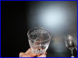 Rare 6 verres 5 eau 1 vin cristal Art déco Nouveau Gavé fleur Saint ST Louis