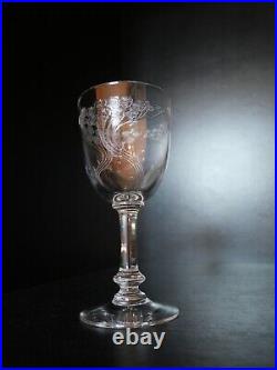 Rare 6 verres 5 eau 1 vin cristal Art déco Nouveau Gavé fleur Saint ST Louis
