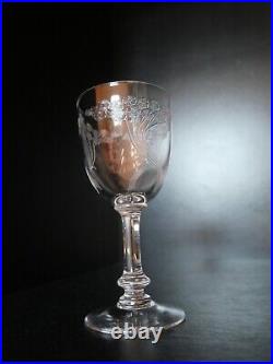 Rare 6 verres 5 eau 1 vin cristal Art déco Nouveau Gavé fleur Saint ST Louis