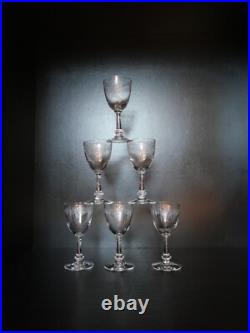 Rare 6 verres à vin en cristal Art déco Nouveau Gavé fleur Saint ST Louis