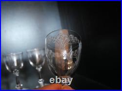Rare 6 verres à vin en cristal Art déco Nouveau Gavé fleur Saint ST Louis
