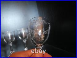 Rare 6 verres à vin en cristal Art déco Nouveau Gavé fleur Saint ST Louis