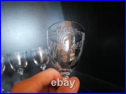 Rare 6 verres à vin en cristal Art déco Nouveau Gavé fleur Saint ST Louis