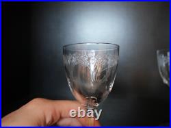 Rare 6 verres à vin en cristal Art déco Nouveau Gavé fleur Saint ST Louis