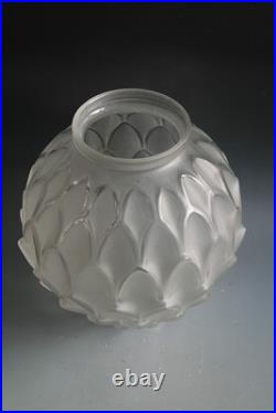 Rare Ancien Vase Art Deco Pierre D'avesn En Verre Artichaut