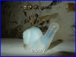 Rare Escargot Sabino Art Déco en Verre Opalescent piques à cocktail Sculpture