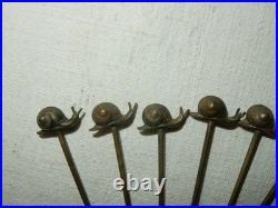 Rare Escargot Sabino Art Déco en Verre Opalescent piques à cocktail Sculpture