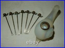 Rare Escargot Sabino Art Déco en Verre Opalescent piques à cocktail Sculpture