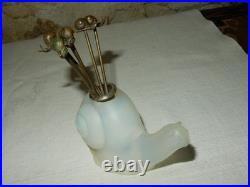 Rare Escargot Sabino Art Déco en Verre Opalescent piques à cocktail Sculpture