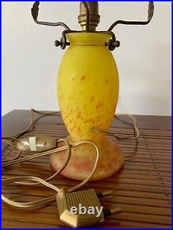 Rare Lampe Champignon Pate De Verre / Fer Forge Art Deco Lorrain Daum Nancy 1920