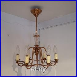 Rare Lustre Henri Petitot Art Déco 1950 Cuivre Verre Opalescent Design Chic