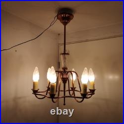 Rare Lustre Henri Petitot Art Déco 1950 Cuivre Verre Opalescent Design Chic