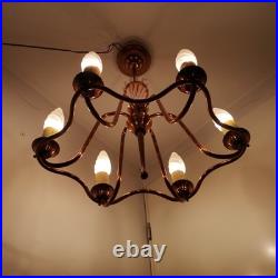 Rare Lustre Henri Petitot Art Déco 1950 Cuivre Verre Opalescent Design Chic